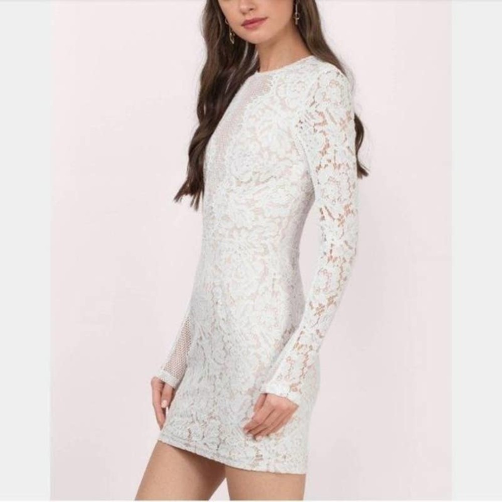 Tobi Raven White & Nude Lace Mini Bodycon Dress XS